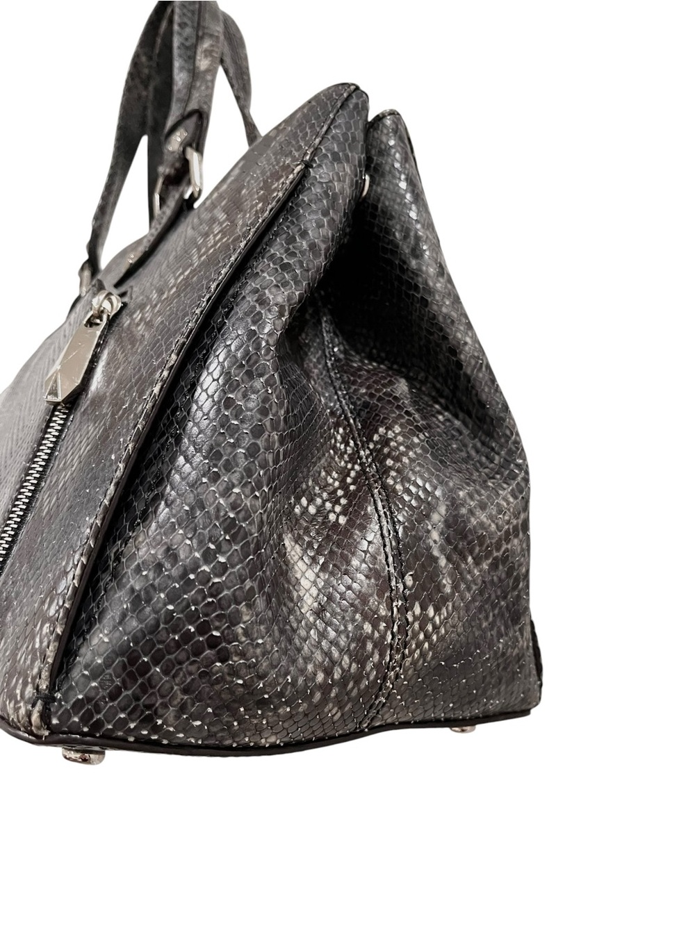 Henri Bendel Extra Large Grey Snakeprint Satchel NWOT - Picture 6 of 15